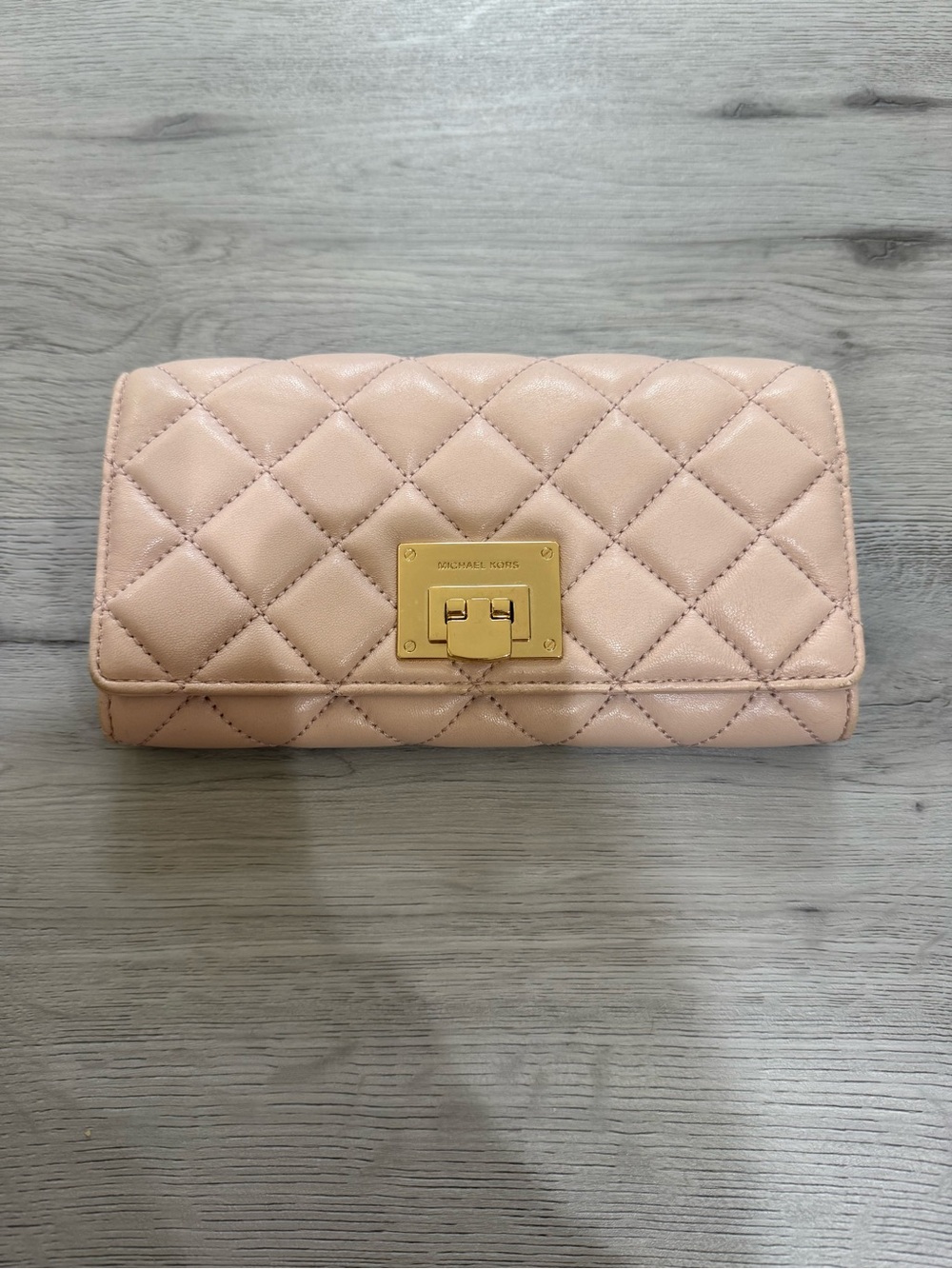 Michael Kors Blush Pink Quilted Wallet Gold Hardware